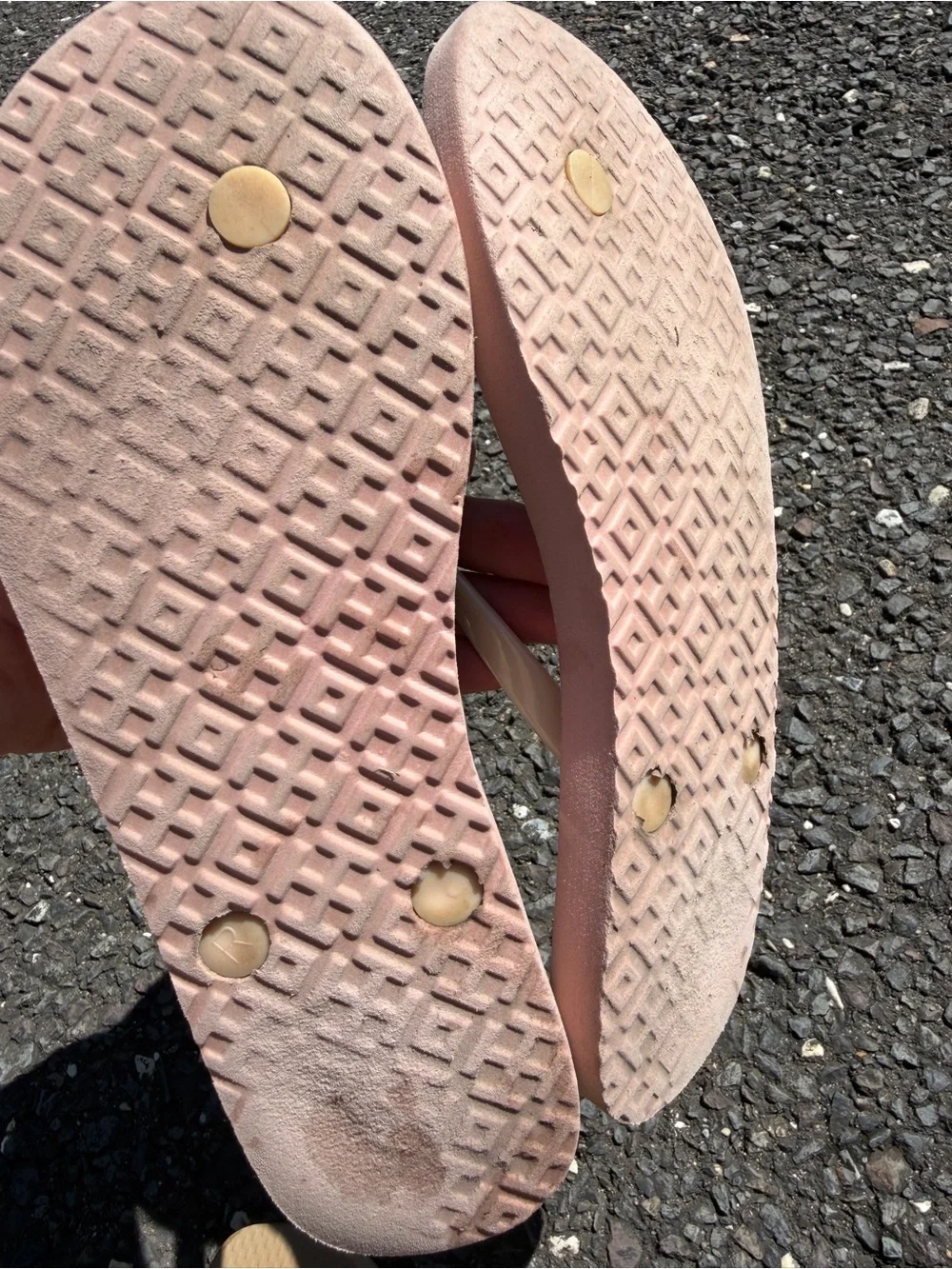 Tory Burch Bundle Logo Flip Flops in Pink and Tan